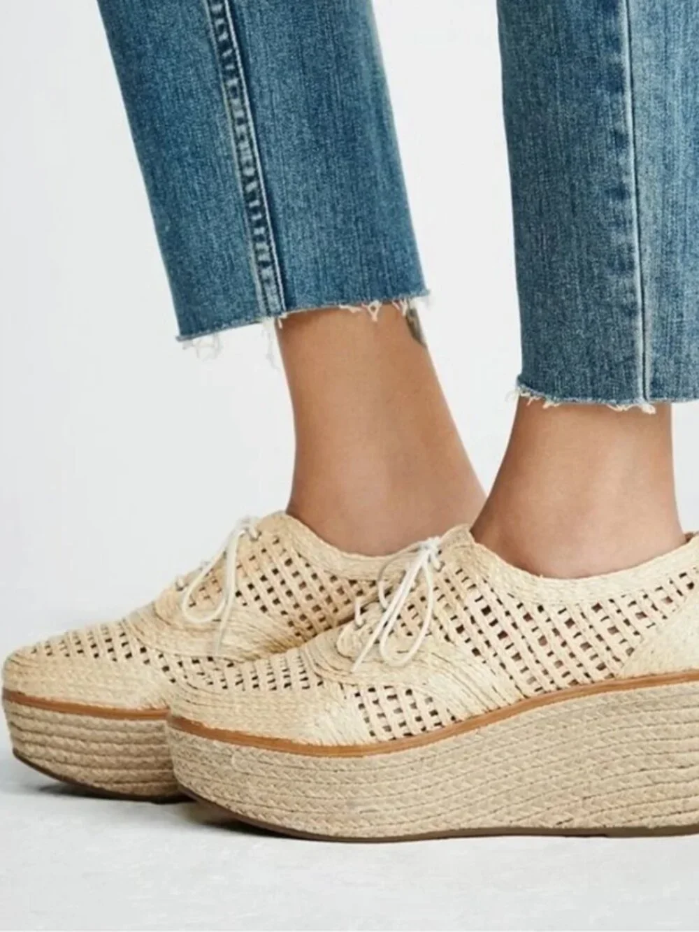 Schutz x Free People Jules Raffia Platform Espadrilles